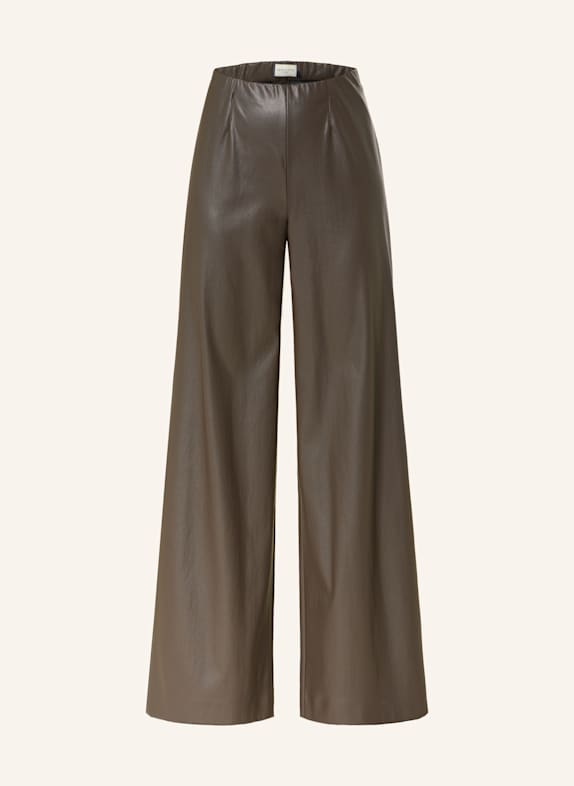 SEDUCTIVE KIMBERLY wide leg trousers in leather look DARK BROWN
