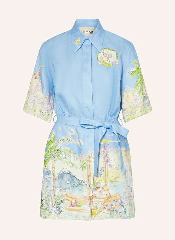 ALÉMAIS Robe chemise ANOUK BLEU CLAIR/ JAUNE/ VERT