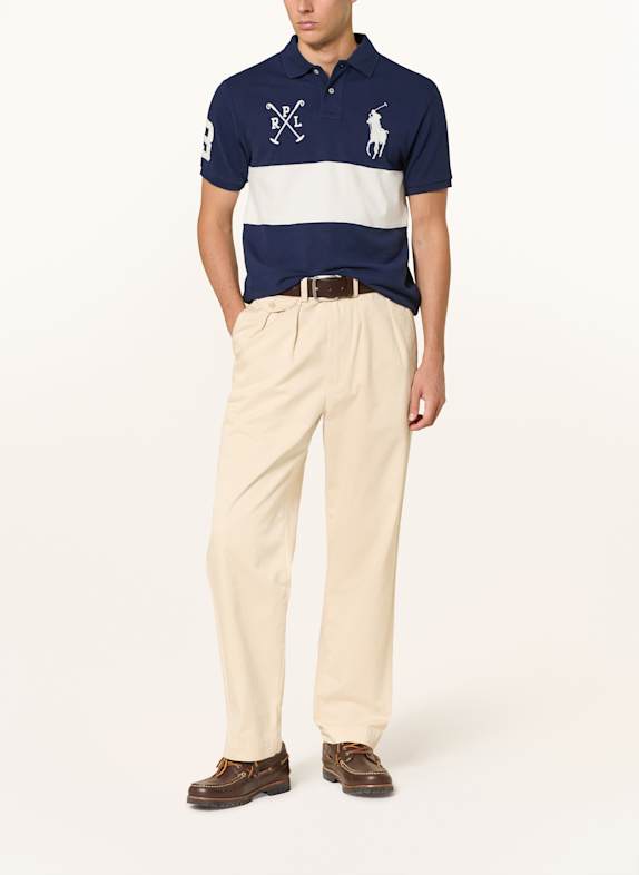 POLO RALPH LAUREN Pique-Poloshirt Custom Slim Fit DUNKELBLAU / WEISS