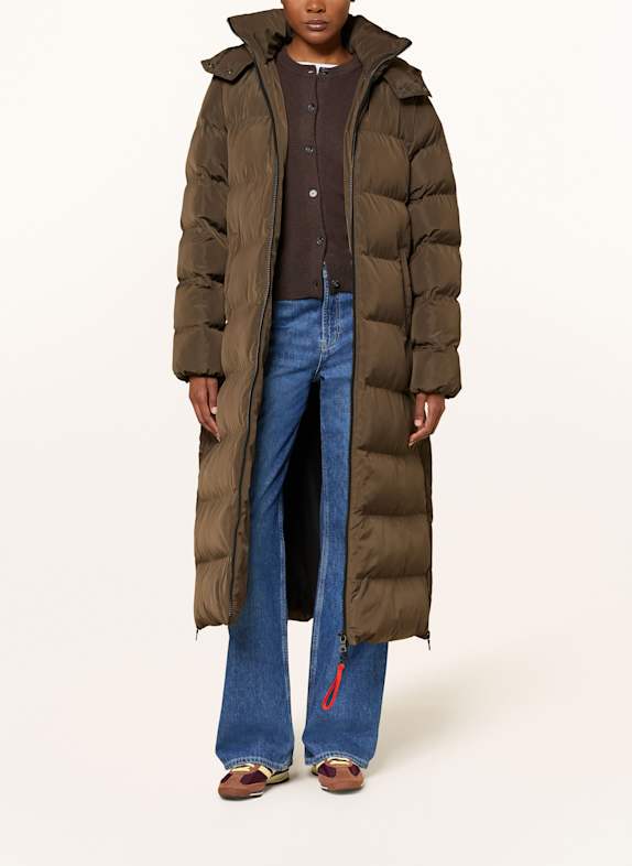 No.1 Como Quilted coat with removable hood KHAKI