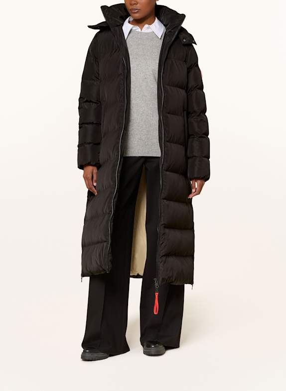 No.1 Como Quilted coat with removable hood BLACK