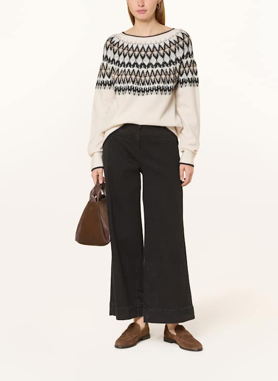 ELENA MIRO Pullover ECRU / SCHWARZ / BRAUN