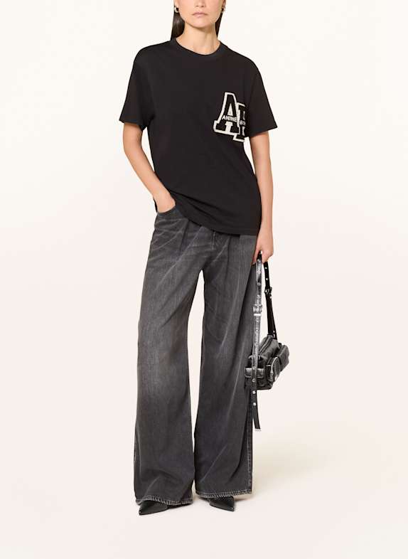 ANINE BING Tricou LETTERMANN NEGRU / ALB