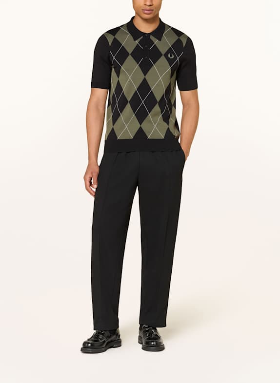 FRED PERRY Jersey-poloskjorte SORT / GRØN