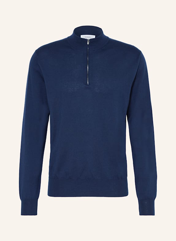 ETON Sweter typu troyer GRANATOWY