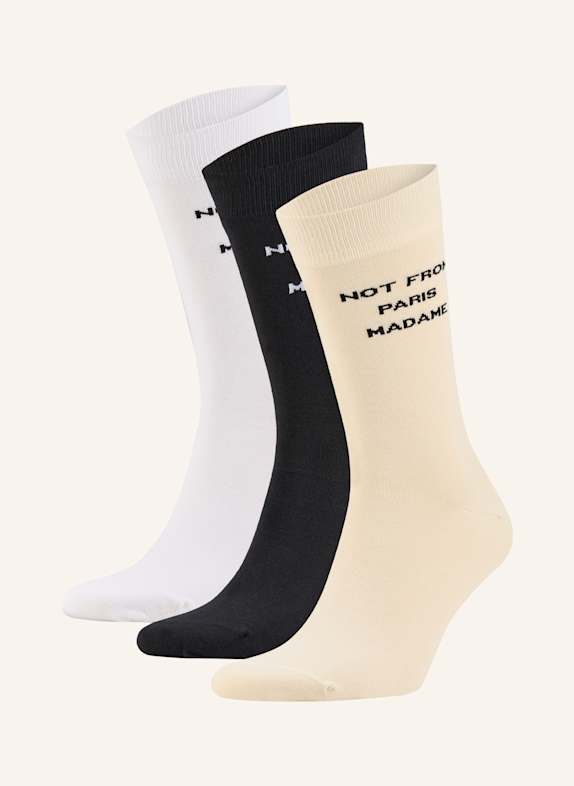 DRÔLE DE MONSIEUR 3er-Pack Strümpfe mit Geschenkbox SCHWARZ/ ECRU/ WEISS