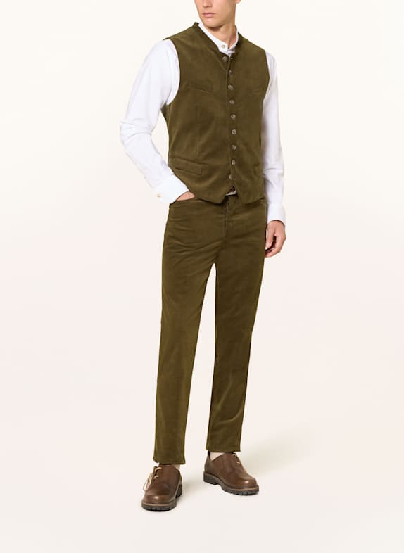 Grasegger Trachtenhose TURIN Extra Slim Fit aus Cord DUNKELGRÜN