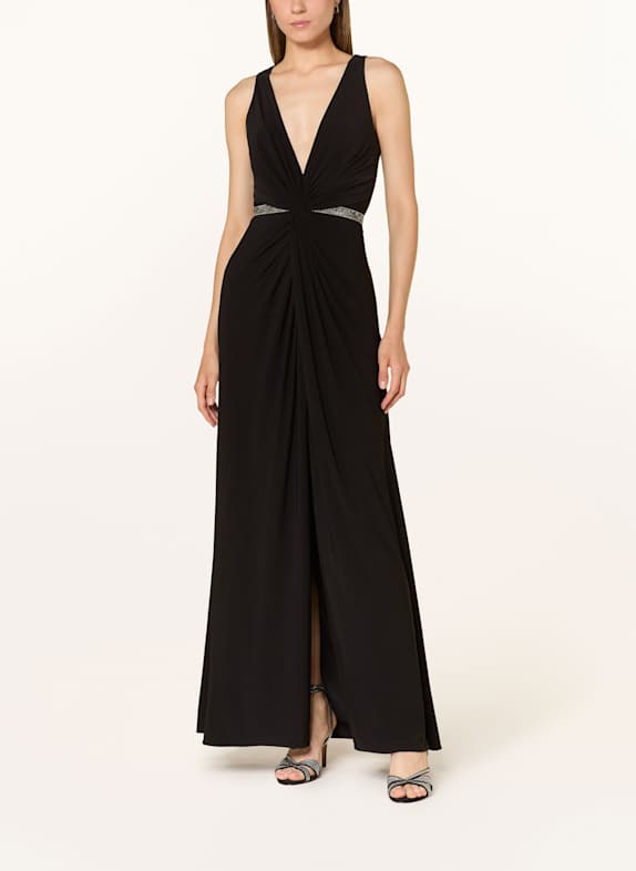 ADRIANNA PAPELL Abendkleid mit Schmucksteinen SCHWARZ
