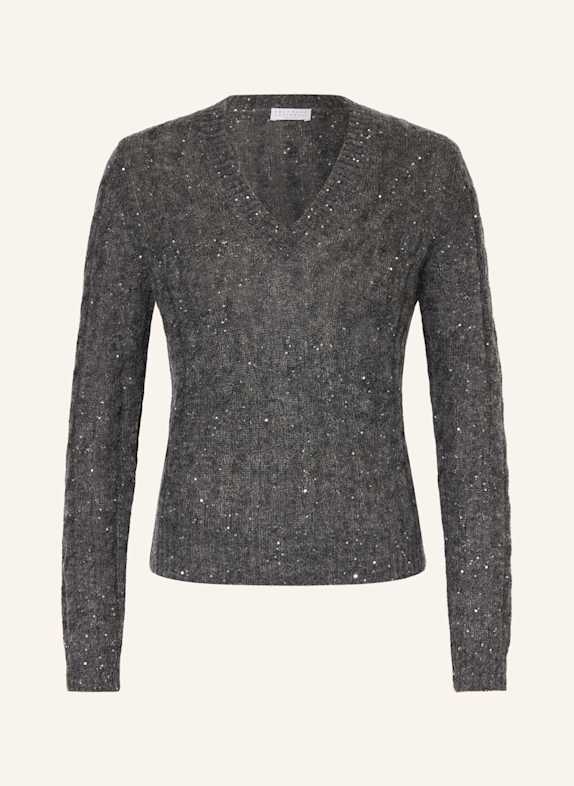 BRUNELLO CUCINELLI Pullover mit Mohair und Pailletten DUNKELGRAU