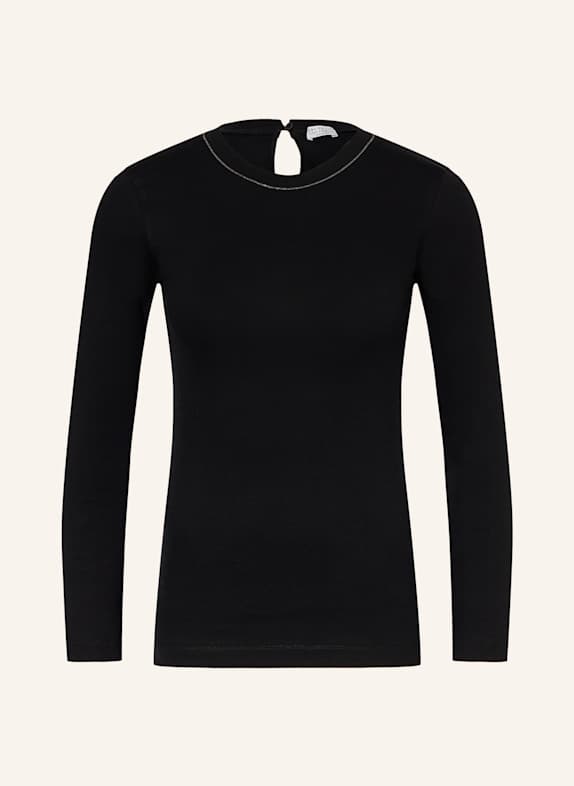 BRUNELLO CUCINELLI Longsleeve mit Schmuckperlen SCHWARZ