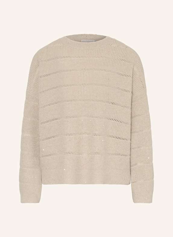 BRUNELLO CUCINELLI Pullover mit Cashmere und Glitzergarn BEIGE