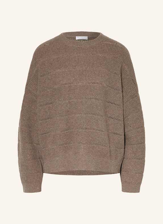 BRUNELLO CUCINELLI Pullover mit Cashmere und Glitzergarn DUNKELBRAUN