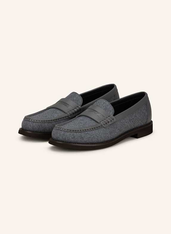 BRUNELLO CUCINELLI Loafers with decorative gems GRAY