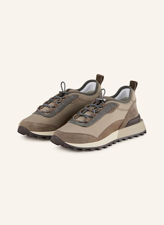BRUNELLO CUCINELLI Sneakers with decorative gems TAUPE/ BROWN