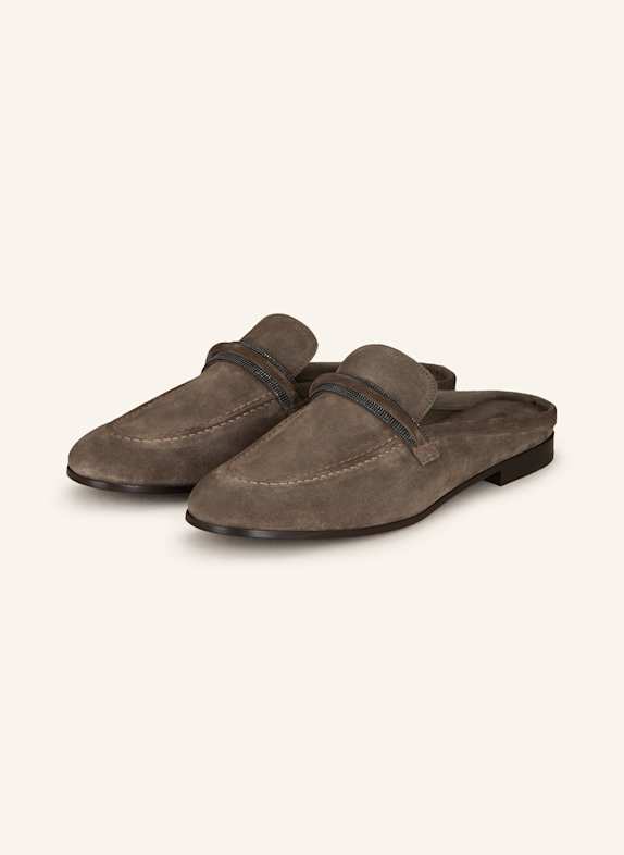 BRUNELLO CUCINELLI Mules with decorative gems TAUPE