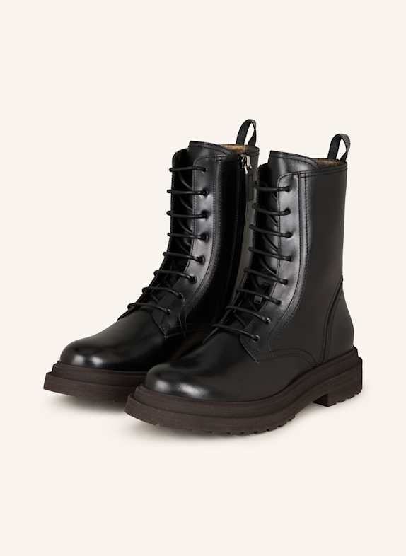 BRUNELLO CUCINELLI Lace-up Boots with decorative gems BLACK