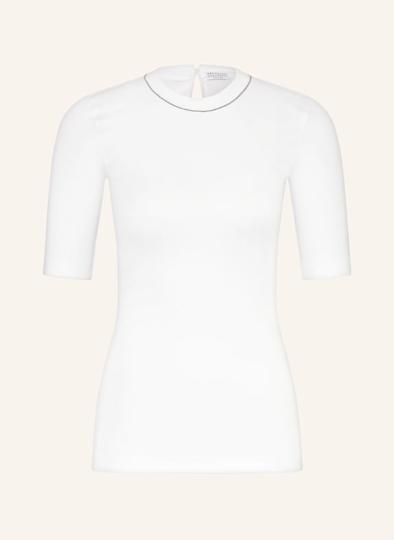 BRUNELLO CUCINELLI T-shirt with decorative beads WHITE