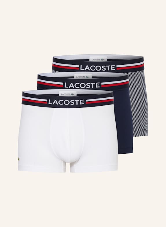 LACOSTE 3er-Pack Boxershorts WEISS/ DUNKELBLAU