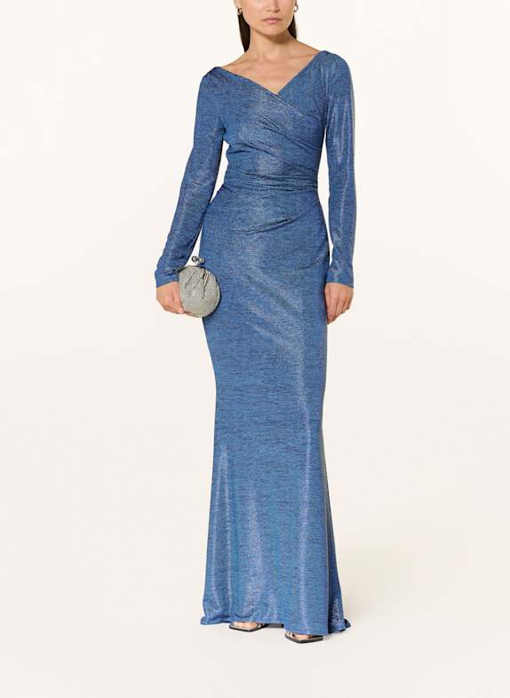 TALBOT RUNHOF Evening dress with glitter thread DARK BLUE