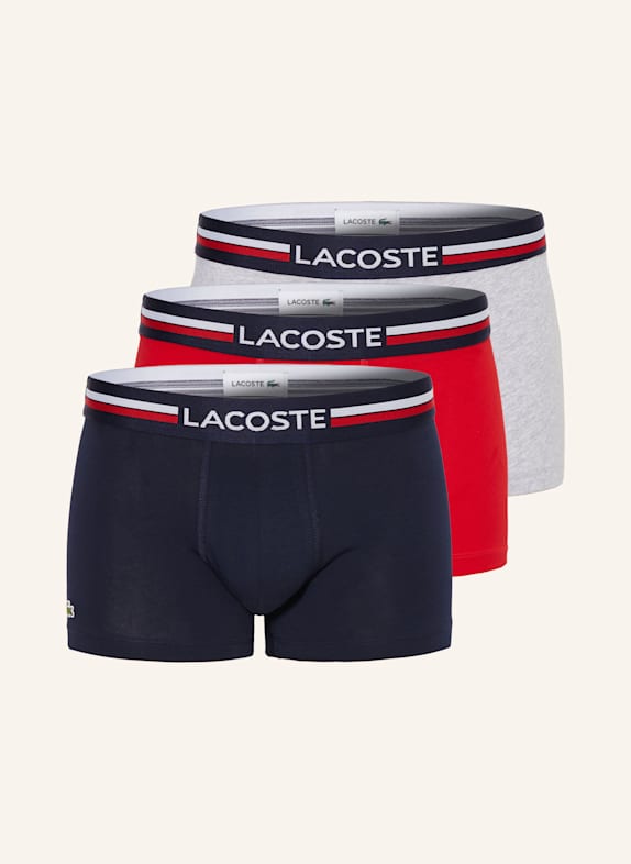LACOSTE 3er-Pack Boxershorts DUNKELBLAU/ ROT/ HELLGRAU