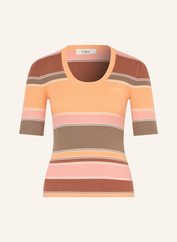Chloé Strickshirt BRAUN/ ORANGE/ ROSÉ