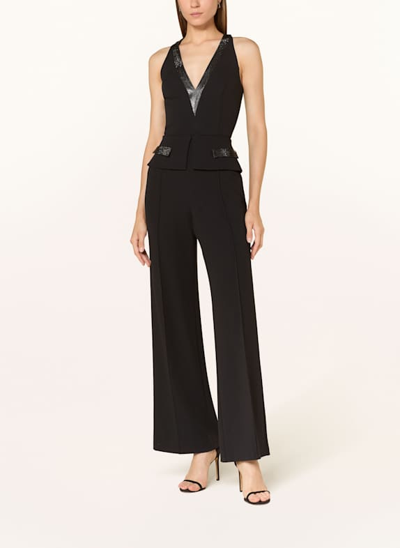 ADRIANNA PAPELL Jumpsuit mit Schmucksteinen SCHWARZ