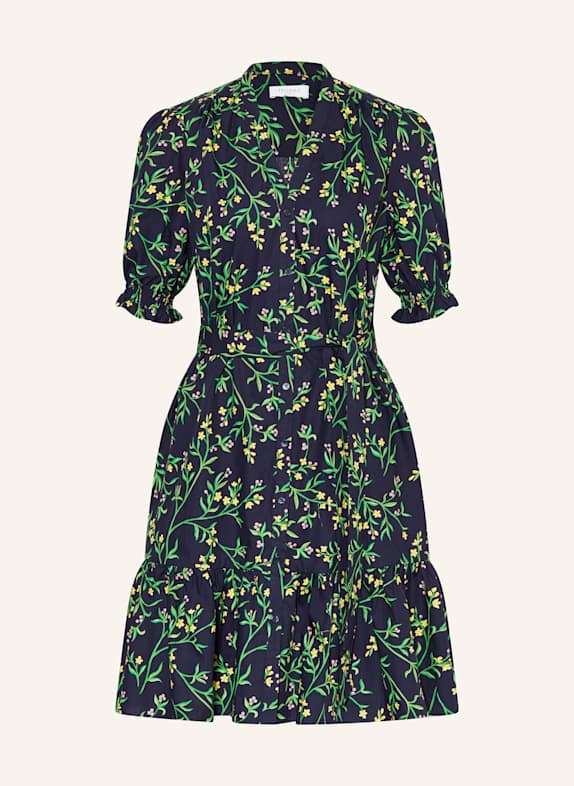 HOBBS Hemdblusenkleid DUNKELBLAU/ GRÜN/ GELB