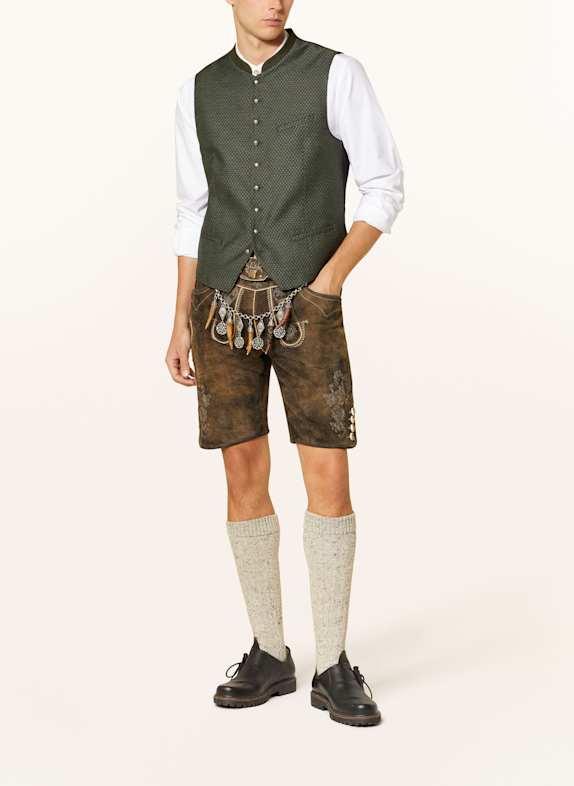 Hammerschmid Vestă tradițională JONAS Slim Fit VERDE ÎNCHIS / NEGRU