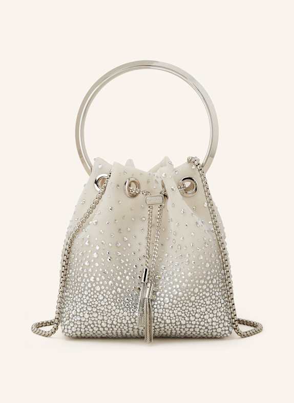 JIMMY CHOO Handbag BON BON with decorative gems WHITE