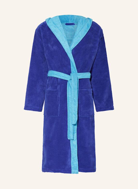 VOSSEN Unisex-Bademantel COMFORT LINE mit Kapuze BLAU/ HELLBLAU