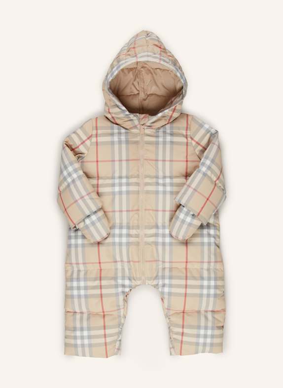 BURBERRY Daunen-Schneeanzug HELLBRAUN/ GRAU/ ROT