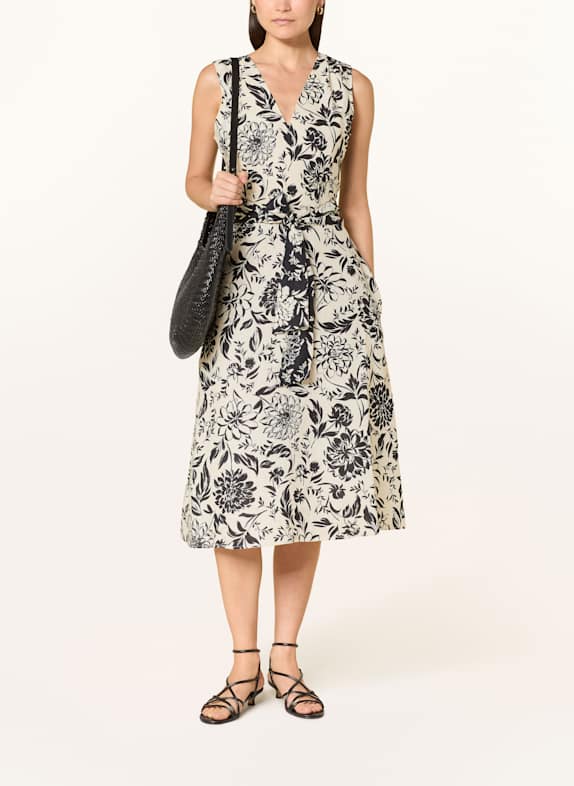 HOBBS Leinenkleid TEAGAN ECRU/ SCHWARZ