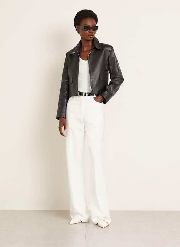 NOUR HAMMOUR Krótka kurtka skórzana BLEEKER CZARNY