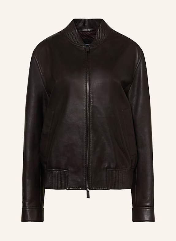 EMPORIO ARMANI Lederblouson DUNKELBRAUN