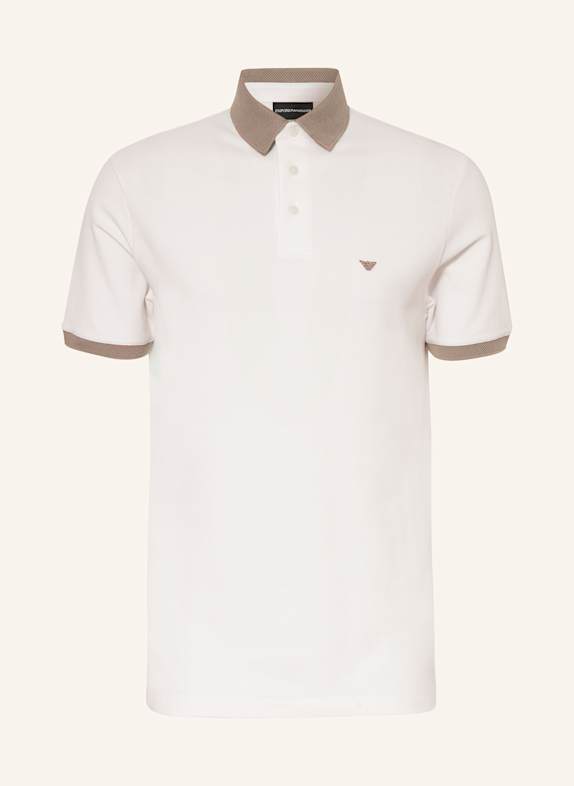 EMPORIO ARMANI Piqué-Poloshirt WEISS/ TAUPE