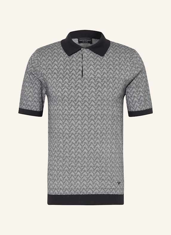 EMPORIO ARMANI Strick-Poloshirt DUNKELBLAU/ WEISS