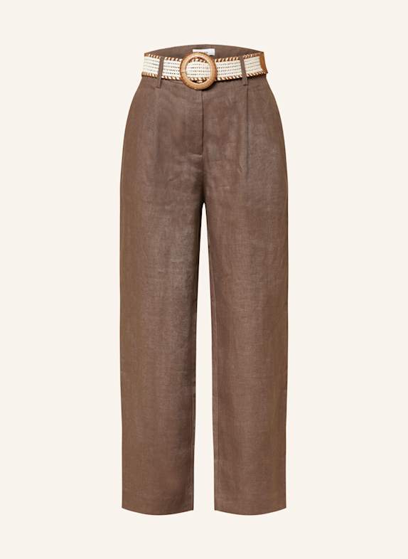 REISS BEAU 7/8 halim Trousers in linen BROWN