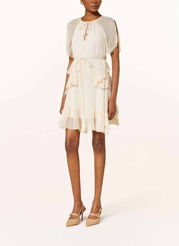 REISS Kleid LEXIE mit Volants CREME