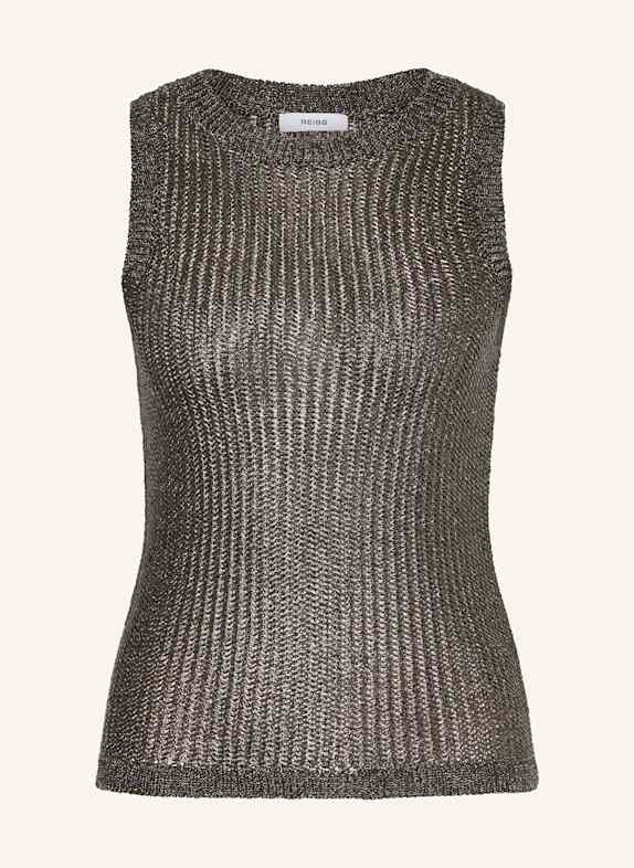 REISS Stricktop mit Glitzergarn BRAUN/ SILBER