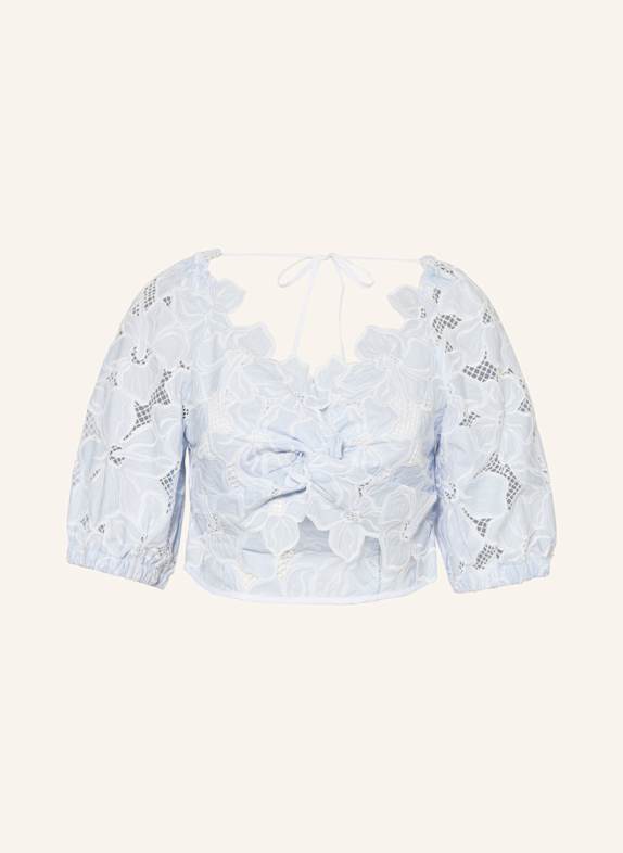 SANDRO Cropped-Bluse HELLBLAU/ WEISS