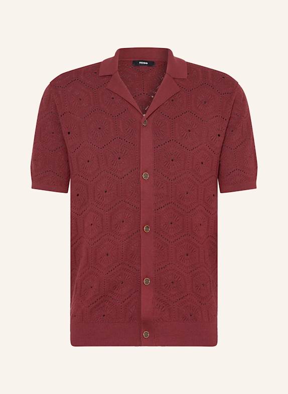 REISS Strickhemd ROYCE Regular Fit DUNKELBRAUN