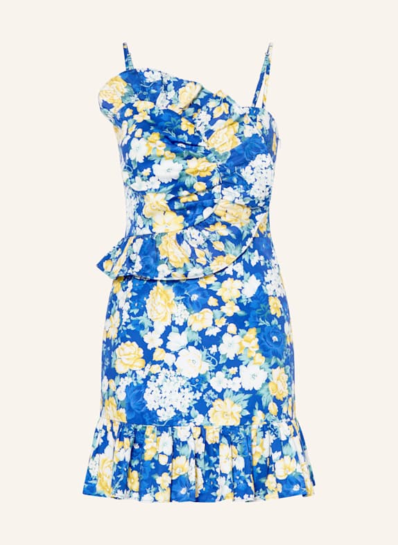 CLAUDIE PIERLOT Kleid mit Volants BLAU/ GELB/ CREME