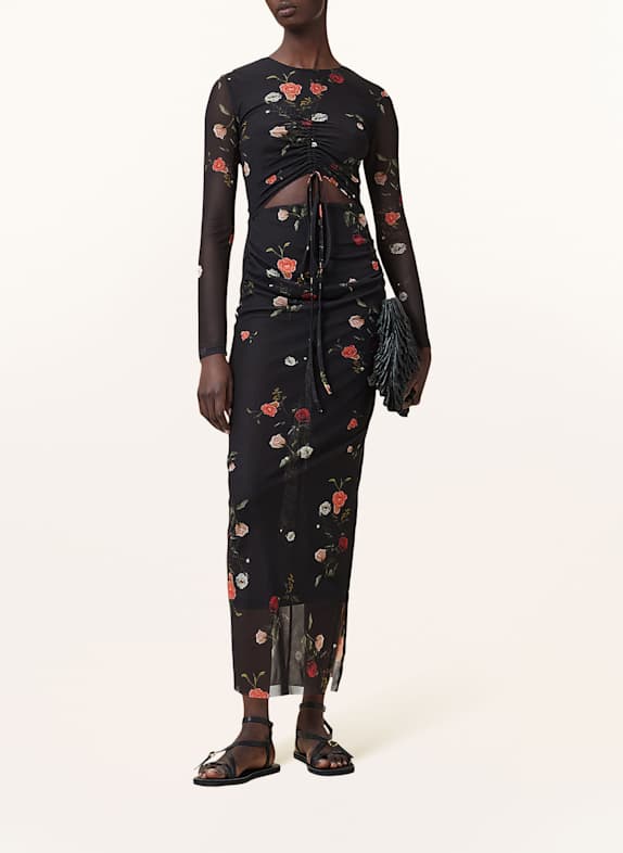 ALLSAINTS Kleid KATHY mit Cut-out SCHWARZ/ GRÜN/ DUNKELROT