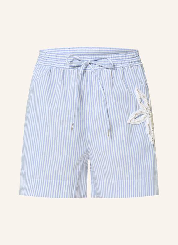 SANDRO Shorts mit Schmuckperlen HELLBLAU/ WEISS