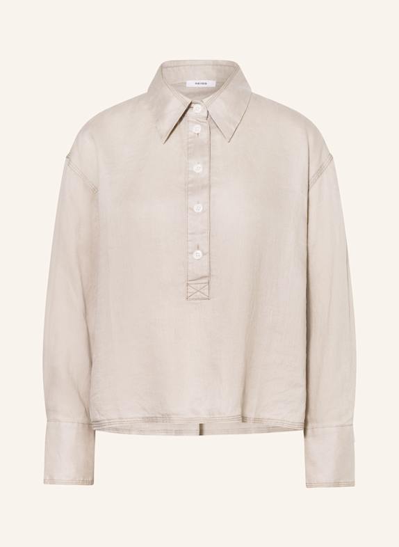 REISS Blusenshirt NINA aus Leinen HELLGRAU