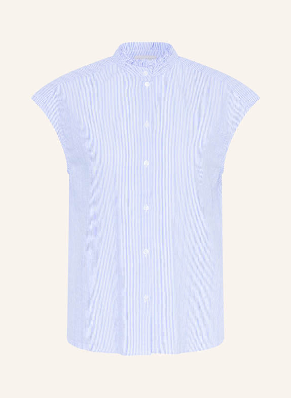 MILANO ITALY Bluse mit Rüschen WEISS/ HELLBLAU