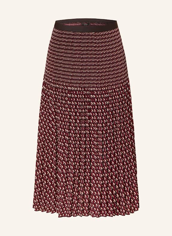 OPUS Jupe plissée RIBANE LONDON BLANC/ ROUGE FONCÉ/ MARRON FONCÉ