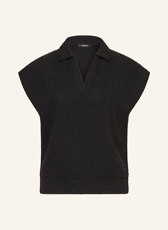 OPUS T-Shirt GOSTE aus Frottee SCHWARZ