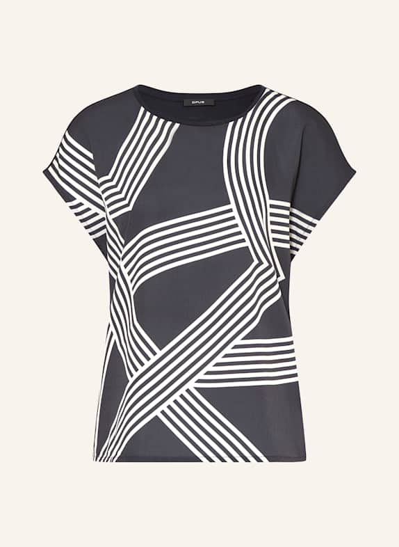 OPUS T-shirt SABETHI z mieszanki materiałów GRANATOWY/ KREMOWY