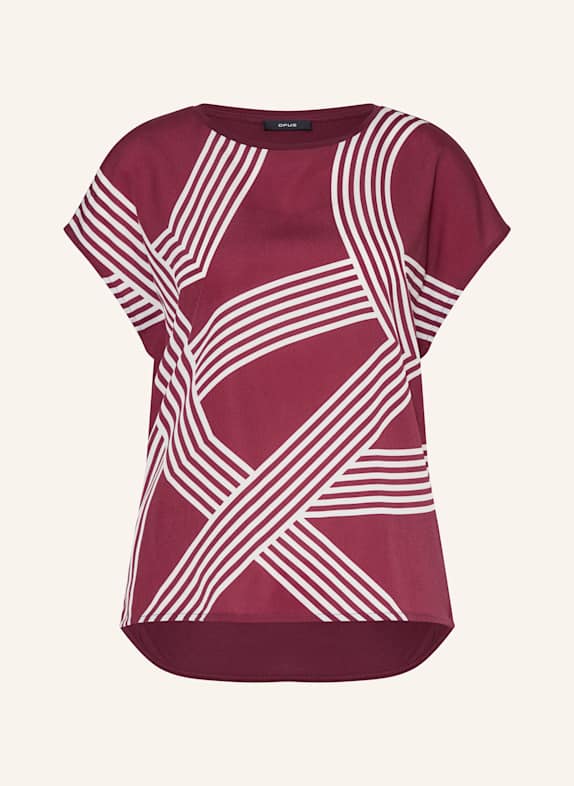 OPUS T-shirt SABETHI z mieszanki materiałów CIEMNOCZERWONY/ KREMOWY
